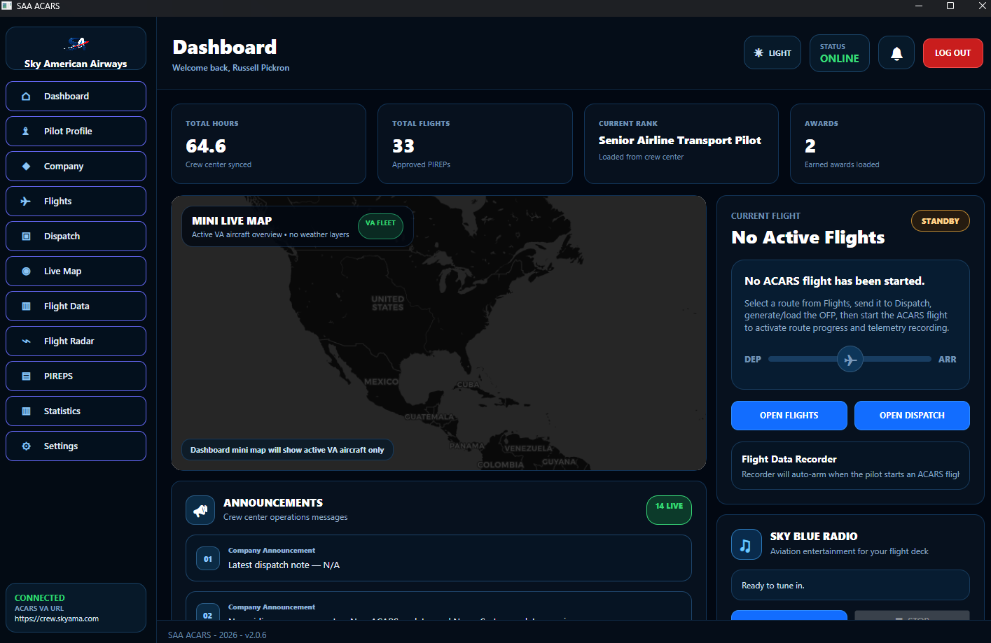 VA Nexus virtual airline platform